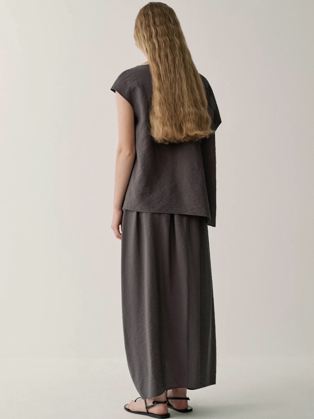 INSIS FEMME Plum Brown  Knot-Shoulder Draped Blouse - Picture 4 of 14